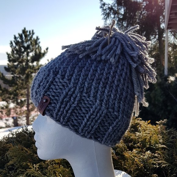 Wool winter set, hand knitted, gray/brown shades, sweater and matching hat - Picture 13 of 15